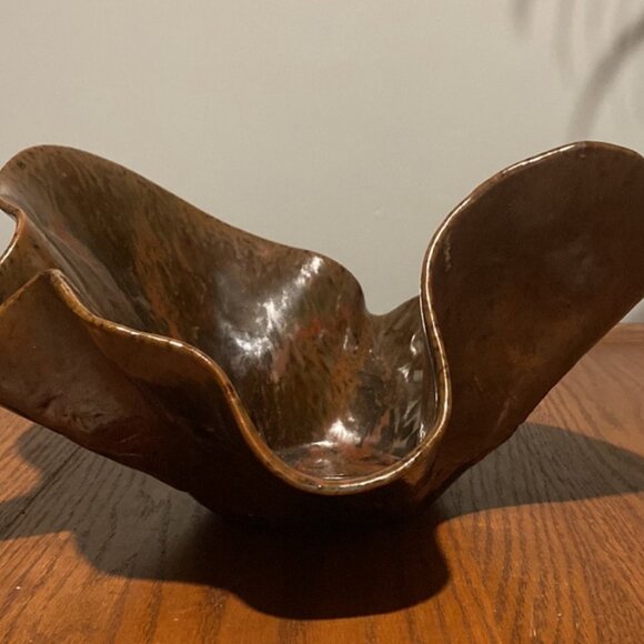 79- (VHD) Vintage. Home Decor. Handcrafted. Glazed Pottery. Record Bowl. - Picture 5 of 8